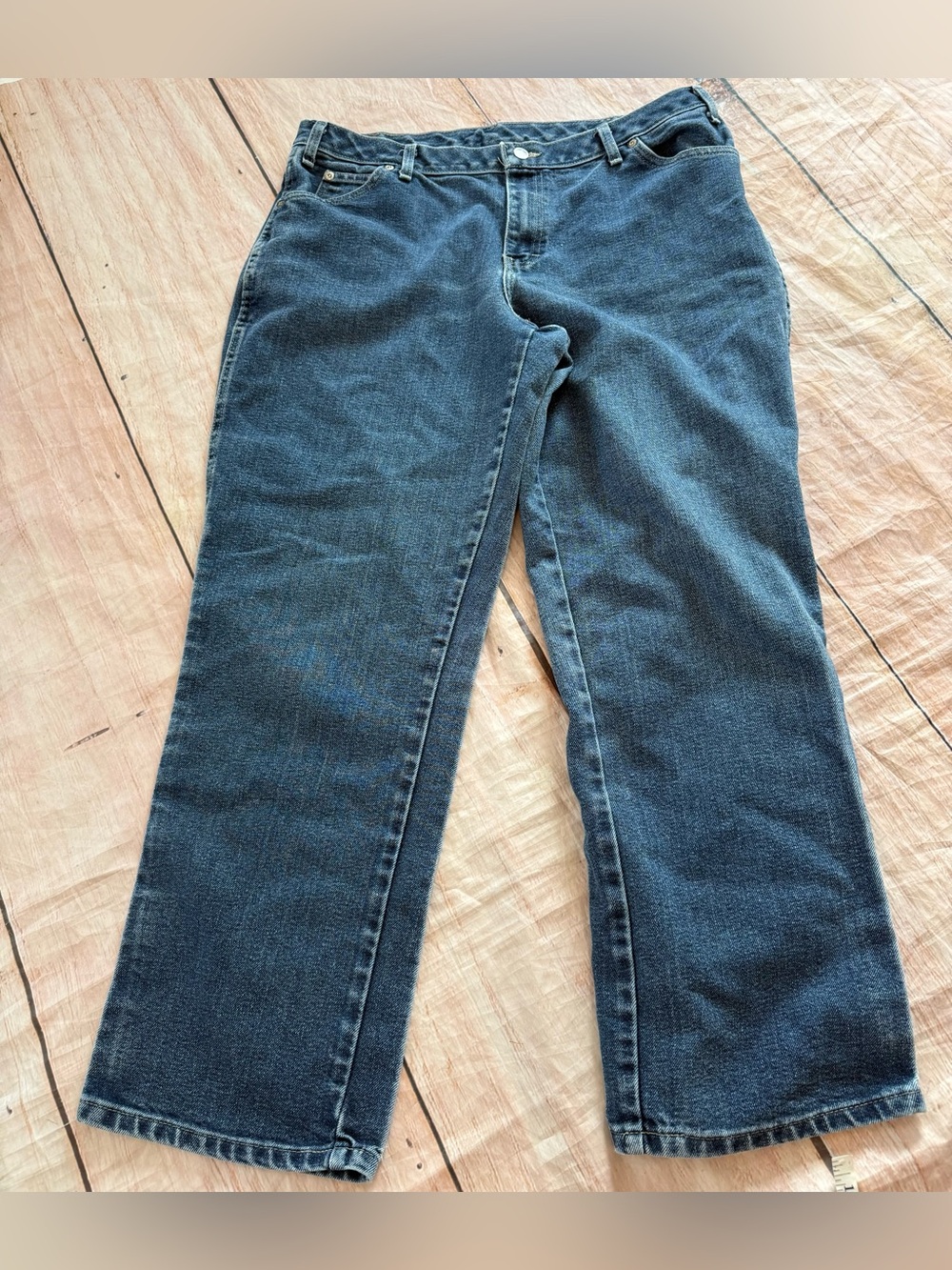 Dickies Size 18 RG Women's Medium Wash Loose Fit Denim Jeans Straight Leg